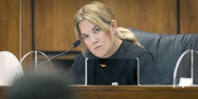 District court Judge Heather Bradley listens as Bradley Rein is arraigned at Hingham district court. His bail has been set at $100,000 and he is not allowed to drive while the case is pending, according to The Patriot Ledger.