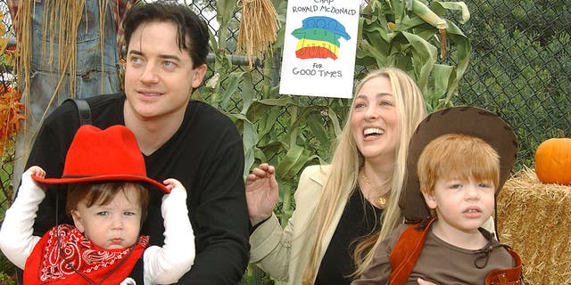 Brendan Fraser photographed with his ex-wife Afton Smith and two of their sons – Holden and Griffin.