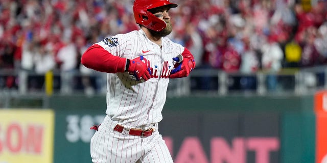 Bryce Harper to undergo UCL surgery; Phillies unsure if he will be ready for opening day 2 Philadelphia Phillies' Bryce Harper celebrates a two-run home run during the first inning in Game 3 of the World Series against the Houston Astros Nov. 1, 2022, in Philadelphia.