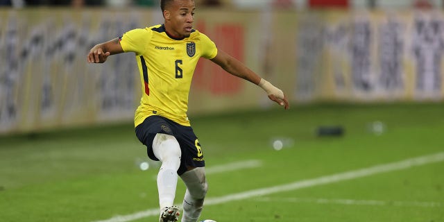 Ecuadorian Byron Castillo during the match between Japan and Ecuador at the Merkur Spiel-Arena in Dusseldorf, Germany, on September 27, 2022.