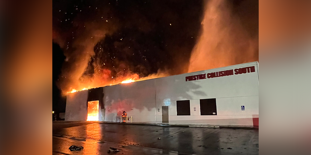 A massive fire broke out at a building in California Friday evening, as firefighters attempted to control the blaze.
