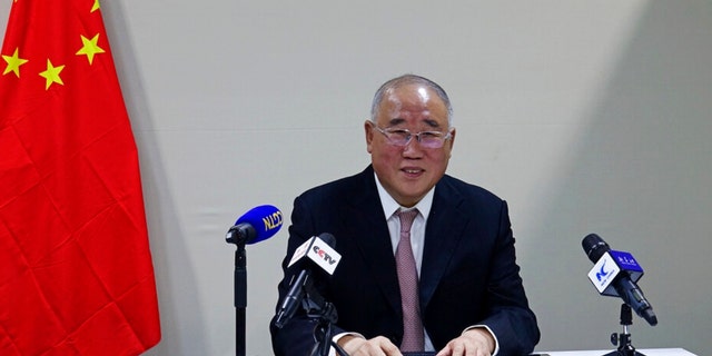 China's Special Envoy for Climate Xie Zhenhua meets with members of the media at the COP27 United Nations Climate Summit in Sharm El-Sheikh, Egypt, Saturday, Nov. 19, 2022. 