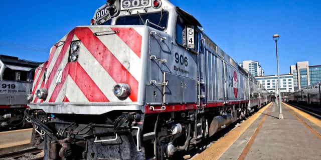 A Caltrain locomotive prepares to leave the San Francisco train station in California. The EPA is considering stricter emissions rules for locomotives in the United States.