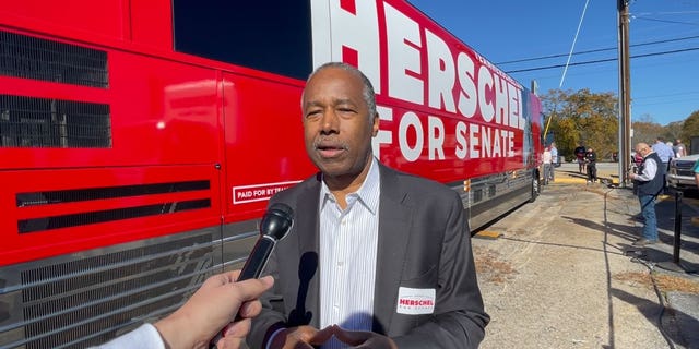 Former Housing and Urban Development Secretary Dr. Ben Carson speaks with Fox News Digital following a rally in support of Republican Senate nominee Herschel Walker in Toccoa, Georgia on Nov. 28, 2022.