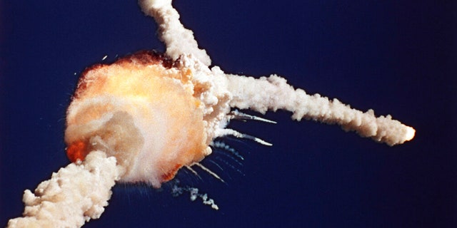 The space shuttle Challenger is destroyed shortly after lifting off from Kennedy Space Center in Florida on Jan. 28, 1986.