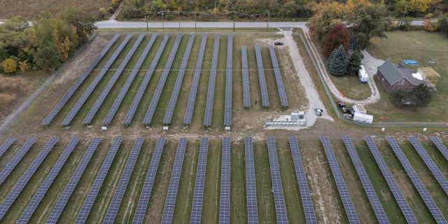 A community solar farm is pictured in Illinois Oct. 11.