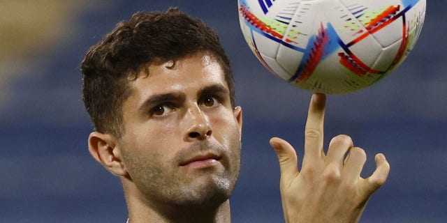Christian Pulisic of the U.S. as they train with players from a construction workers team.