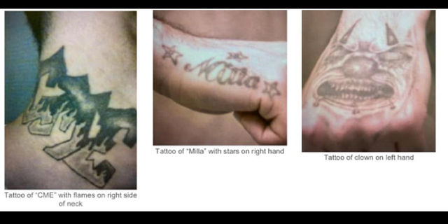 This image released by the FBI shows tattoos on the body of Christopher Francisquini.