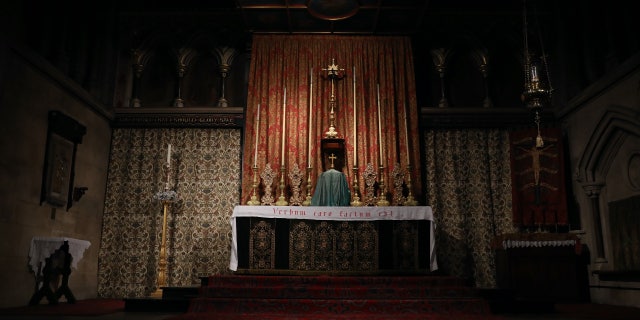 An interior view of the Church of the Holy Cross on October 21, 2022 in London, England.