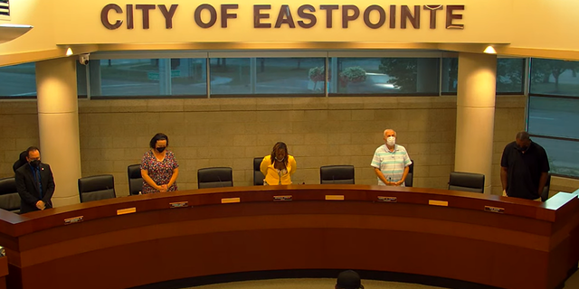 Eastpointe City Council members with Mayor Monique Owens during a meeting on September 6, 2022.