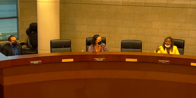 Eastpointe Mayor Monique Owens speaks as city councilmembers listen on during a meeting on Sept. 6, 2022.