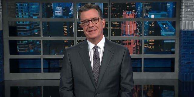 "Late Show" host Stephen Colbert speaking on Oct. 26, 2022.