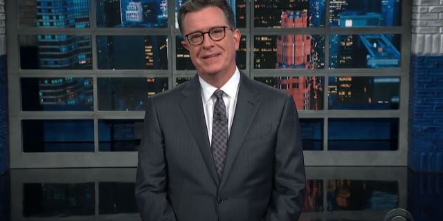 "Late Show" host Stephen Colbert speaking on Oct. 26, 2022.