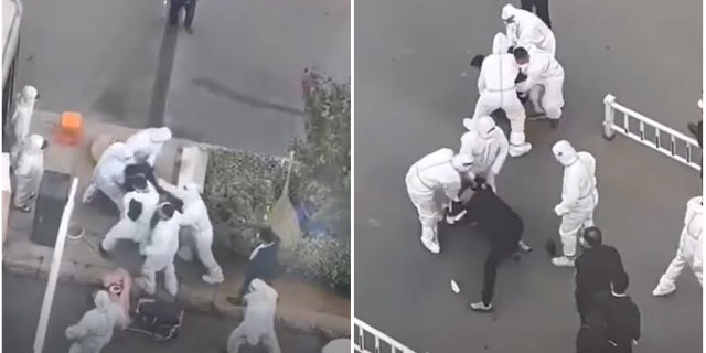 Lockdown enforcers in China were arrested after being seen beating civilians.