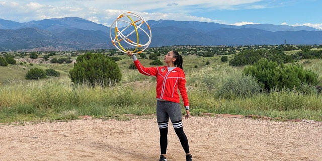 ShanDien LaRance from New Mexico is a Native American hoop dancer.
