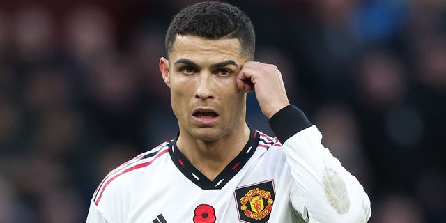 Cristiano Ronaldo of Manchester United during the Premier League match between Aston Villa and Manchester United at Villa Park on Nov. 6, 2022 in Birmingham, United Kingdom.