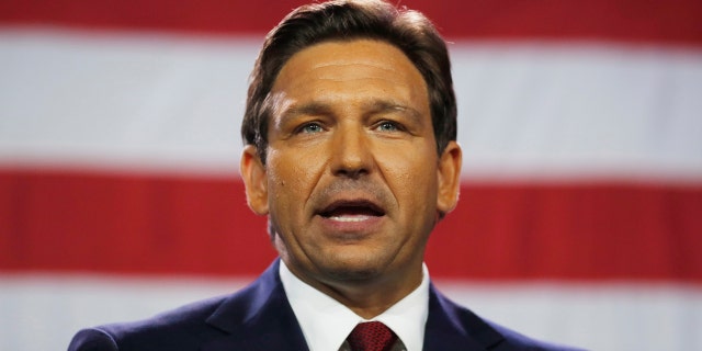 Florida Gov. Ron DeSantis gives a victory speech after defeating Democratic gubernatorial candidate Rep. Charlie Crist during his election night watch party at the Tampa Convention Center on November 8, 2022 in Tampa, Florida. DeSantis was the projected winner by a double-digit lead. 