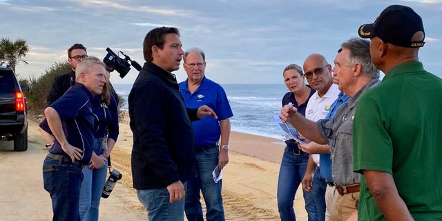 Gov. Ron DeSantis and Florida officials survey the damage from Nicole in Flagler County