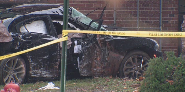 Michigan State Police say there were human remains found in the trunk of this vehicle after a police pursuit ended in a crash.