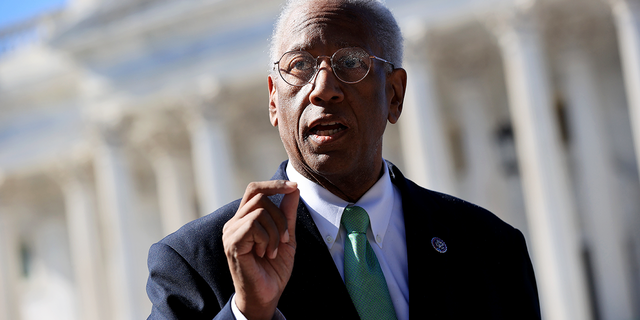 Rep. Donald McEachin (D-VA) speaks during a rally to highlight the efforts of Congressional Democrats to legislate against climate change outside the U.S. Capitol on October 20, 2021, in Washington, DC.