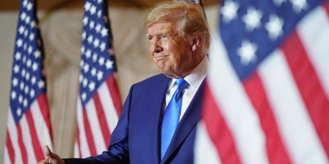 Former President Donald Trump speaks at Mar-a-lago on Election Day, Nov. 8, 2022, in Palm Beach, Florida.