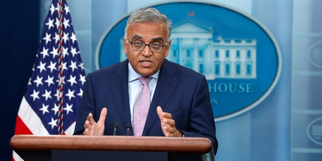 White House COVID-⁠19 Response Coordinator Dr. Ashish Jha speaks during a daily news briefing at the James S. Brady Press Briefing Room in the White House on Oct. 25, 2022, in Washington.