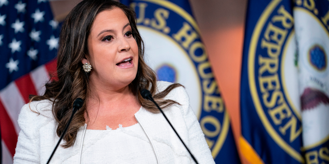 Rep. Elise Stefanik speaks during a news conference at the U.S. Capitol on Aug. 12, 2022.