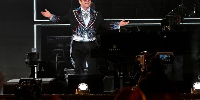 Elton John performs at Dodger Stadium on November 20, 2022, in Los Angeles.