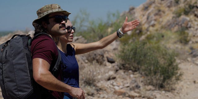 The Ballesters during a hike in Arizona. "Don't be afraid to ask for help," Sandra Ballester advises other couples. "You're not alone."