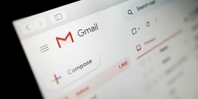 Vista de la interfaz de Google Gmail en una computadora portátil el 14 de enero de 2020.