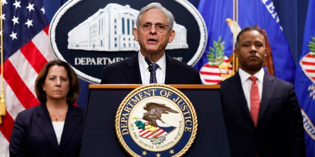 U.S. Attorney General Merrick Garland delivers remarks at the U.S. Justice Department Building on November 18, 2022, in Washington, DC.