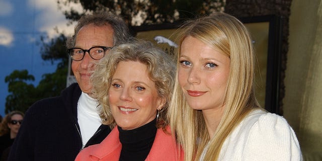 Bruce Paltrow, left, Blythe Danner, center, and Gwyneth Paltrow pose on the red carpet together in 2002, months before Bruce's death.