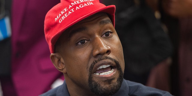 Rapper Kanye West speaks during his meeting with US President Donald Trump October 11, 2018 in the Oval Office of the White House in Washington, DC.