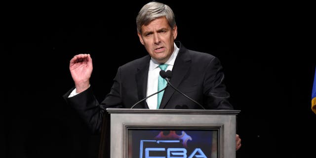 Republican gubernatorial candidate Bob Stefanowski answers a question during the Connecticut Broadcasters Association debate with opponents Ned Lamont and Oz Griebel at Infinity Music Hall in downtown Hartford Thursday, Oct. 18, 2018. 