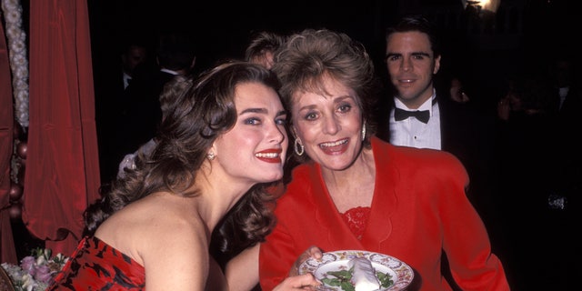 Brooke Shields poses for a picture with Barbara Walters in 1991, 10 years after her sit-down interview.