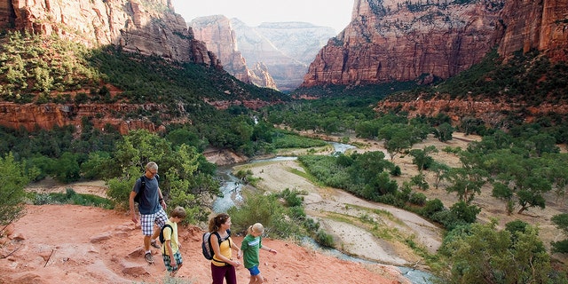 A hike on the Emerald Pools Trail introduces families to the grandeur of Zion Canyon at Zion National Park in Utah.