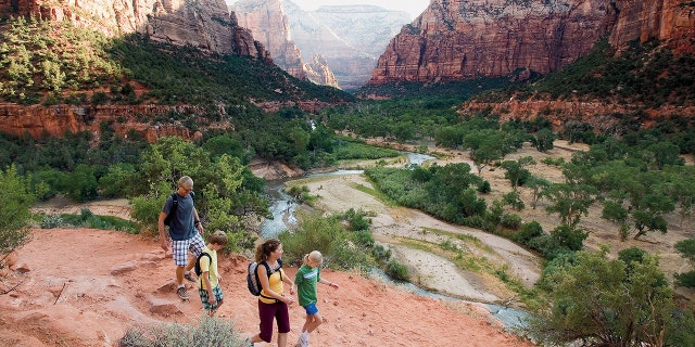 A hike on the Emerald Pools Trail introduces families to the grandeur of Zion Canyon at Zion National Park in Utah.