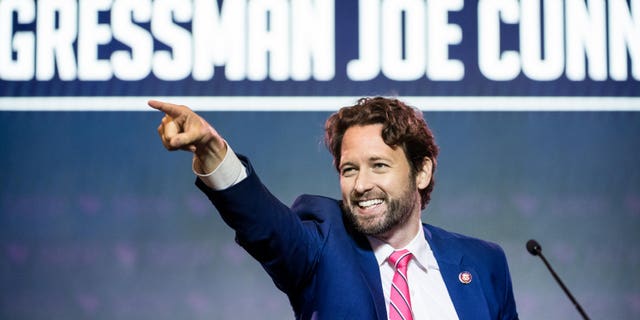 FILE - Rep. Joe Cunningham, D-S.C., addresses the crowd at the 2019 South Carolina Democratic Party State Convention on June 22, 2019, in Columbia, South Carolina.