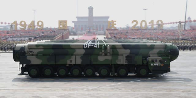 BEIJING, Jan. 5, 2020 -- Dongfeng-41 intercontinental strategic nuclear missiles are reviewed in a military parade celebrating the 70th founding anniversary of the People's Republic of China in Beijing, capital of China, Oct. 1, 2019. 