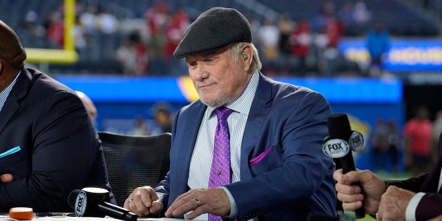 Terry Bradshaw of Fox Sports during the NFC championship game between the San Francisco 49ers and the Los Angeles Rams Jan. 30, 2022, at SoFi Stadium in Inglewood, Calif.
