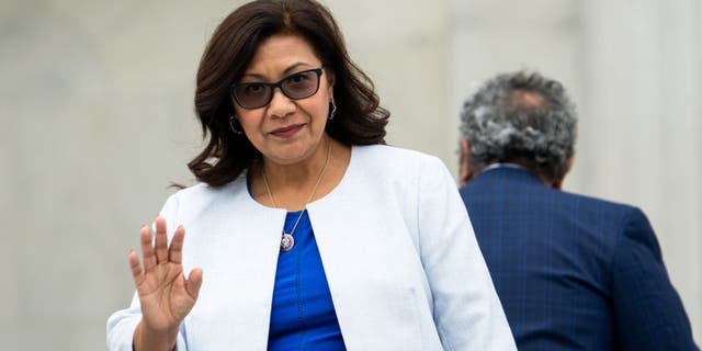 Rep. Norma Torres, D-Calif., walks down the House steps at the Capitol on Wednesday, May 18, 2022. 