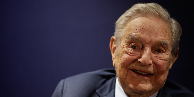Billionaire George Soros, founder of Soros Fund Management LLC, speaks during an event on day two of the World Economic Forum in Davos, Switzerland, on May 24, 2022.