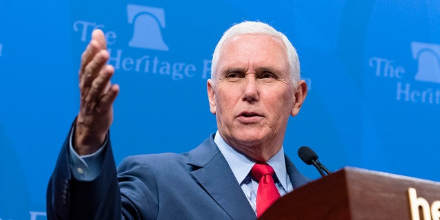 Former Vice President Mike Pence delivers a speech at The Heritage Foundation titled The Freedom Agenda and America's Future, in Washington, D.C., on Wednesday, October 19, 2022. 
