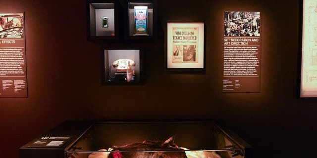 The taxidermy horse head that was used for rehearsals is on display at the museum. A real horse head was used in the filming of the movie.