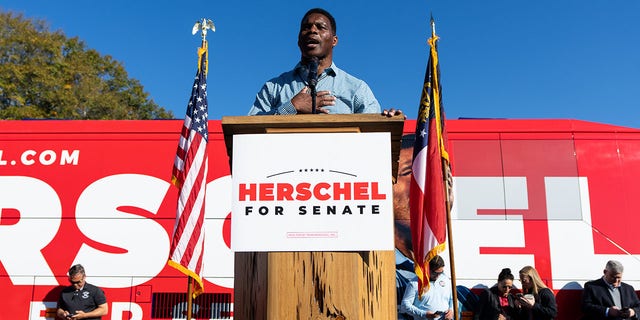 Senate candidate Herschel Walker speaks at his campaign rally in Newton, Georgia, on Friday, November 4, 2022.