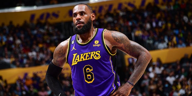 LeBron James of the Lakers during the Utah Jazz game on Nov. 4, 2022, at Crypto.Com Arena in Los Angeles.