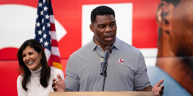 Herschel Walker, Republican candidate for U.S. Senate, speaks at a campaign event on November 6, 2022 in Hiram, Georgia. Recent polls have shown a tightening race against incumbent Sen. Raphael Warnock, with control of the U.S. Senate in the balance. 