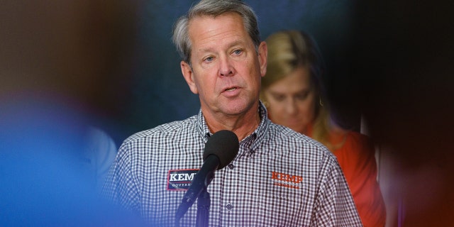 Republican Gov. Brian Kemp speaks at a press conference on Nov. 7, 2022, in Atlanta.