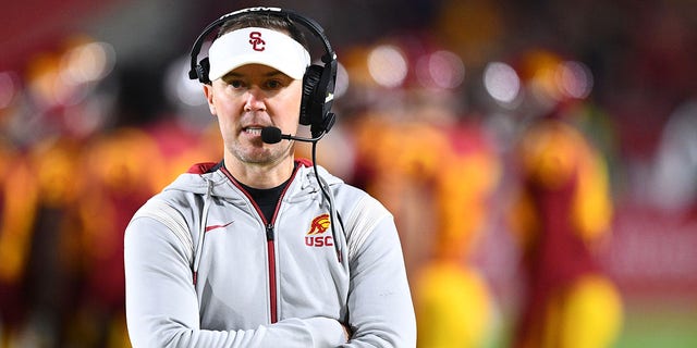 USC head coach Lincoln Riley during a game against the California Golden Bears Nov. 5, 2022, at Los Angeles Memorial Coliseum in Los Angeles.