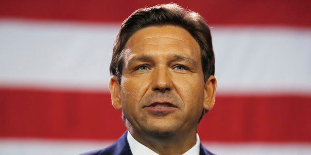 Gov. Ron DeSantis gives a victory speech during his election night watch party at the Tampa Convention Center on Nov. 8, 2022, in Tampa, Florida.